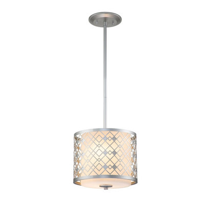 Luminosa Lighting Luminosa Ziggy Cylindrical Pendant Ceiling LightLacquered Silver from B&Q