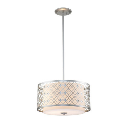 Luminosa Lighting Luminosa Ziggy 2 Light Cylindrical Pendant Ceiling LightLacquered Silver from B&Q