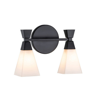 Luminosa Lighting Luminosa Bowtie 2 Light Bathroom Wall LampMatte Black Ip44 from B&Q