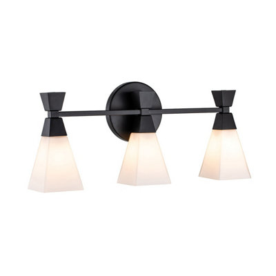Luminosa Lighting Luminosa Bowtie 3 Light Bathroom Wall LampMatte Black Ip44 from B&Q