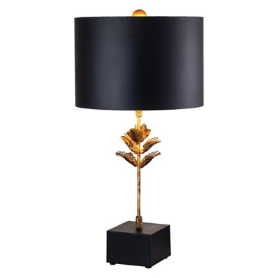 Luminosa Lighting Elstead Camilia Table Lamp With Round ShadeAntique Gold And Black from B&Q