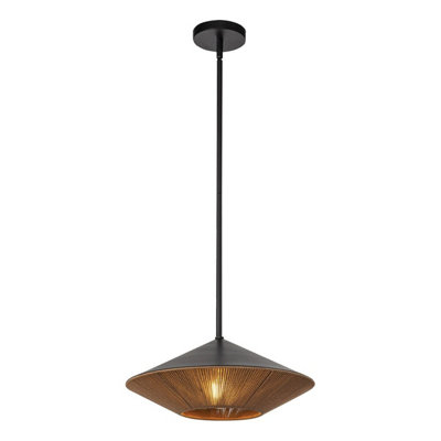 Luminosa Lighting Elstead Alora Mood Daphne Dome Pendant Ceiling Light Contemporary Matt BlackNatural 1X E27 from B&Q