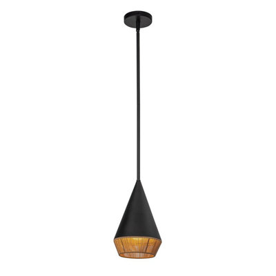Luminosa Lighting Elstead Alora Mood Daphne Slim Pendant Ceiling Light Contemporary Matt BlackNatural 1X E27 from B&Q