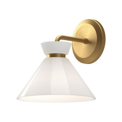 Luminosa Lighting Elstead Alora Mood Halston Dome Wall Lamp Contemporary Brushed Gold 1X E14 from B&Q