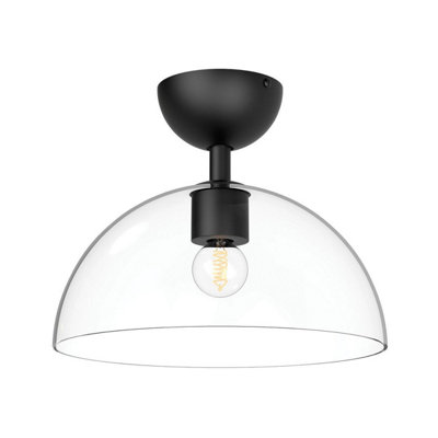 Luminosa Lighting Elstead Alora Mood Jude Bowl Semi Flush Ceiling Light Contemporary Matt Black 1X E27 from B&Q