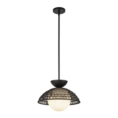 Luminosa Lighting Elstead Alora Mood Perth Dome Pendant Ceiling Light Contemporary Matt Black 1X E27 from B&Q