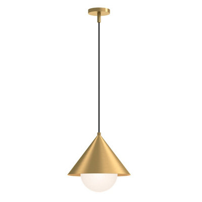 Luminosa Lighting Elstead Alora Mood Remyck Dome Pendant Ceiling Light Contemporary Brushed Gold 1X E27 from B&Q