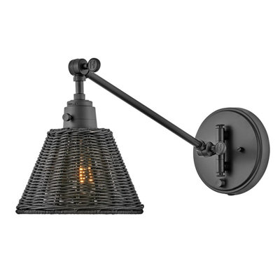 Luminosa Lighting Elstead Hinkley Arti Dome Wall Lamp Contemporary BlackBlack Rattan Shade 1X E27 from B&Q