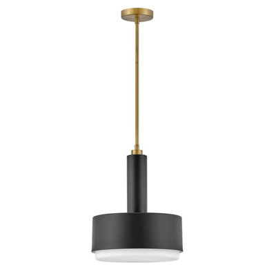 Luminosa Lighting Elstead Hinkley Cedric Cylindrical Pendant Ceiling Light Contemporary Black 2X E27 from B&Q