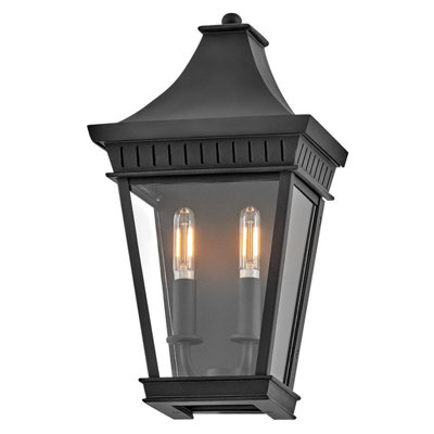 B&Q -  Elstead Hinkley Chapel Hill Outdoor Wall Lantern Traditional Museum Black Ip44 2X E14