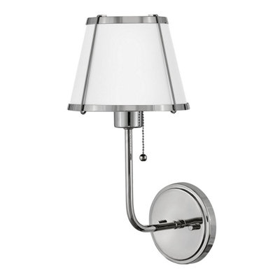 Luminosa Lighting Elstead Hinkley Clarke Wall Lamp With Shade Contemporary Polished NickelWhite Metal Shade 1X E27 from B&Q