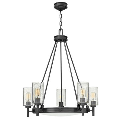 Luminosa Lighting Elstead Hinkley Collier Cylindrical Pendant Ceiling Light Contemporary Black Oxide 5X E27