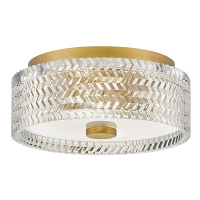 Luminosa Lighting Elstead Hinkley Elle Cylindrical Ceiling Light Contemporary Heritage Brass 2X E27 from B&Q