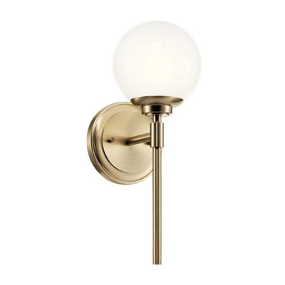 Luminosa Lighting Elstead Kichler Benno Bathroom Wall Lamp Contemporary Champagne Bronze 3000K Ip44 1X G9 from B&Q
