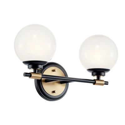 Luminosa Lighting Elstead Kichler Benno Bathroom Wall Lamp Contemporary BlackChampagne Bronze 3000K Ip44 2X G9 from B&Q