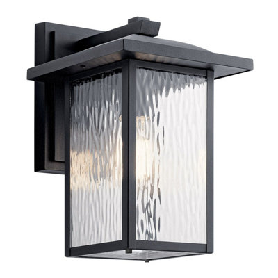 Luminosa Lighting Elstead Kichler Cappanna Medium Outdoor Wall Lantern Traditional Textured Black Ip44 1X E27 from B&Q