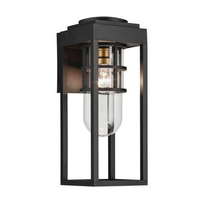 Luminosa Lighting Elstead Kichler Hone Medium Outdoor Wall Lantern Classic Textured Black Ip44 1X E27 from B&Q