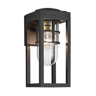 Luminosa Lighting Elstead Kichler Hone Small Outdoor Wall Lantern Classic Textured Black Ip44 1X E27 from B&Q