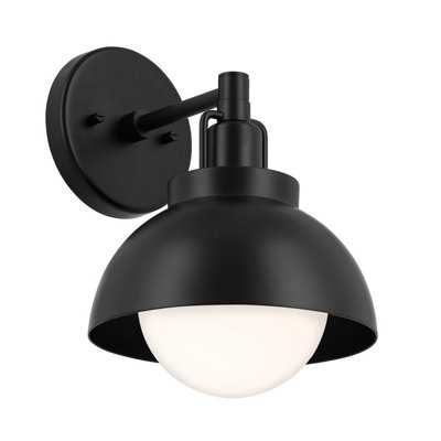 Luminosa Lighting Elstead Kichler Niva Dome Wall Lamp Contemporary Black 1X E27 from B&Q