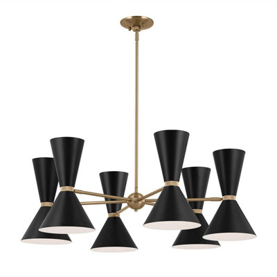 Luminosa Lighting Elstead Kichler Phix Multi Arm Pendant Ceiling Light Contemporary Champagne BronzeBlack 12X E27 from B&Q