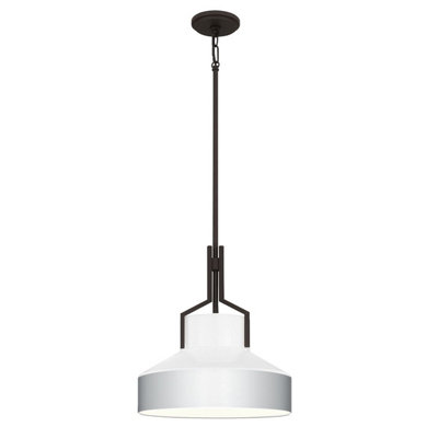 Luminosa Lighting Elstead Quoizel Brecken Dome Pendant Ceiling Light Classic Old Bronze And Faux Alabaster Glass Shade 2X E27 from B&Q