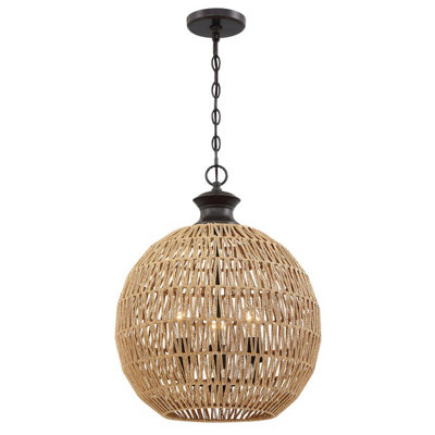 Luminosa Lighting Elstead Quoizel Casablanca Spherical Pendant Ceiling Light Classic Palladian Bronze 3X E27 from B&Q