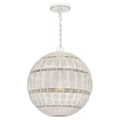 Luminosa Lighting Elstead Quoizel Lindendale Spherical Pendant Ceiling Light Contemporary Antique White Ip44 1X E27 from B&Q