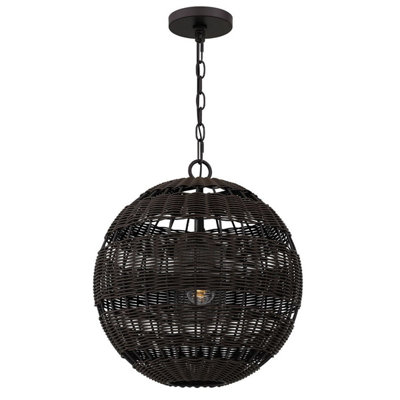 Luminosa Lighting Elstead Quoizel Lindendale Spherical Pendant Ceiling Light Contemporary Western Bronze Ip44 1X E27 from B&Q