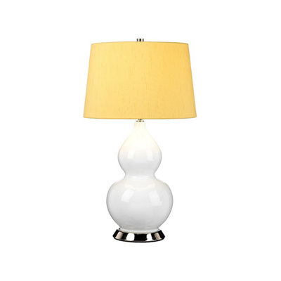 Luminosa Lighting Luminosa Isla Table Lamp With Round Tapered ShadePolished NickelWhiteYellow from B&Q