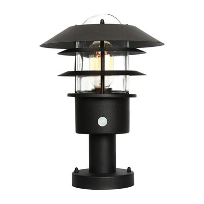Luminosa Lighting Elstead Helsingor 1 Light Pir Pedestal Lantern Black Ip44 from B&Q