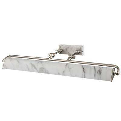 Luminosa Lighting Elstead Winchfield 4 Light Large Picture Light Polished Nickel & White Marble Effect from B&Q