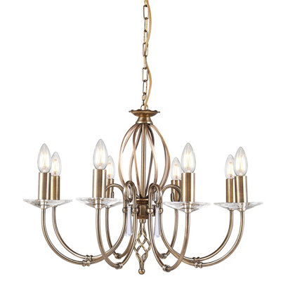 Elstead Aegean 8 Light Chandelier Aged Brass FinishE14