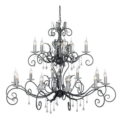 Elstead Amarilli 15 Light Candle Pendant BlackSilver from B&Q