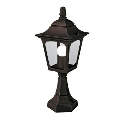 Elstead Chapel Mini 1 Light Outdoor Pedestal Lantern Black Ip44E27