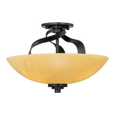 Elstead Lighting Luminosa Kyle 3 Light Large Semi Flush Mount Ceiling Light Imperial BronzeE27 from B&Q