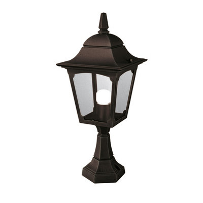 Elstead Chapel 1 Light Outdoor Pedestal Lantern Black Ip44E27
