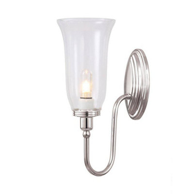 Luminosa Lighting Luminosa Blake 1 Light Bathroom Wall Light Polished Nickel Ip44G9 from B&Q