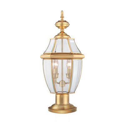 Luminosa Ing Elstead Newbury 2 Outdoor Pedestal Polished Brass Ip44, E14 Light