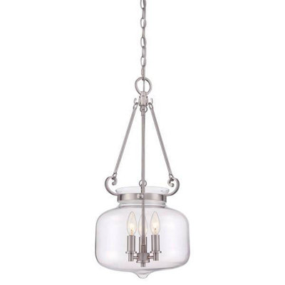 B&Q -  Elstead Stewart 3 Light Ceiling Pendant Brushed NickelE14