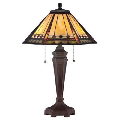 Elstead Arden 2 Light Tiffany Desk Lamp BronzeE27 from B&Q