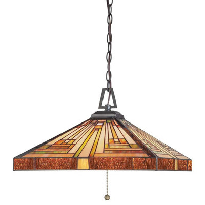 B&Q -  Elstead Stephen 3 Light Tiffany Ceiling Pendant Vintage BronzeE27