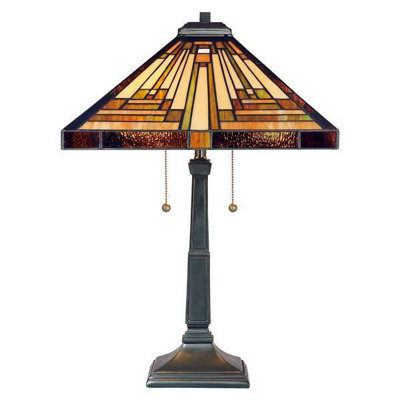 Elstead Stephen 2 Light Tiffany Table Lamp Vintage BronzeE27 from B&Q