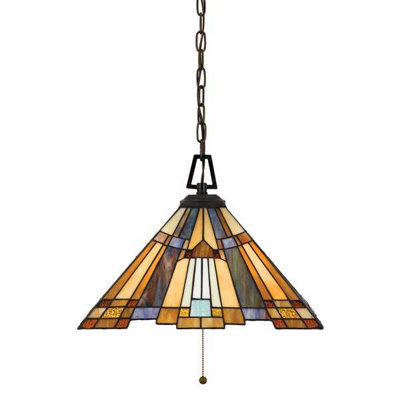 Elstead Inglenook 3 Light Ceiling Pendant BronzeTiffanyE27 from B&Q