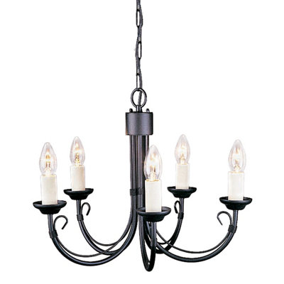 Elstead Chartwell 5 Light Chandelier Black FinishE14 from B&Q