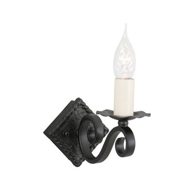Elstead Rectory 1 Light Indoor Candle Wall Light BlackE14 from B&Q