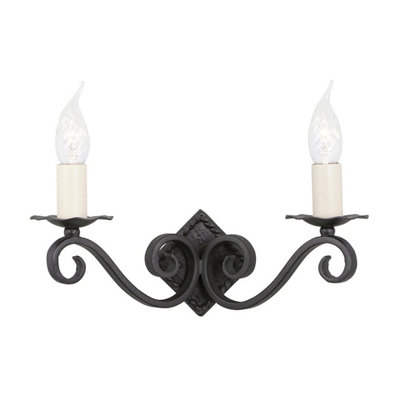 Elstead Rectory 2 Light Indoor Candle Wall Light BlackE14 from B&Q
