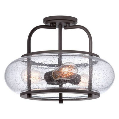 Luminosa Ing Elstead Trilogy 3 Medium Semi Flush Ceiling Old E27 Light/Bronze