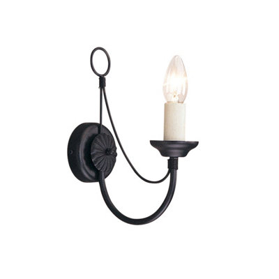 Elstead Carisbrooke 1 Light Indoor Candle Wall Light BlackE14 from B&Q