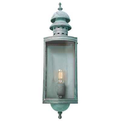 Elstead Downing Street 1 Light Outdoor Wall Lantern Light Verdigris Ip44E27