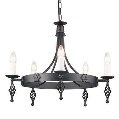 Elstead Belfry 5 Light Chandelier Black FinishE14 from B&Q